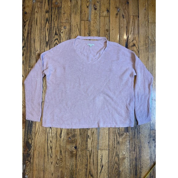 american eagle v neck thermal sweater pink XL - Picture 1 of 7